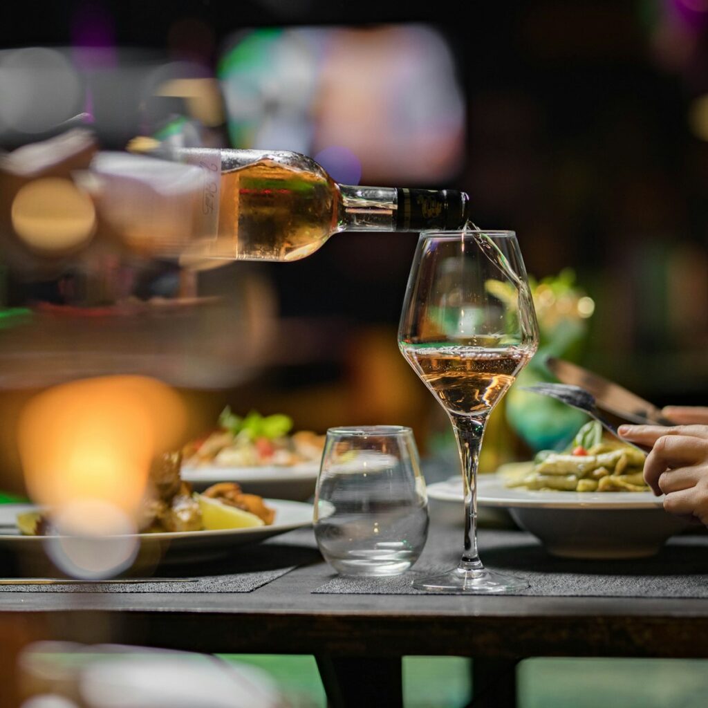 Rosé being poured at the table